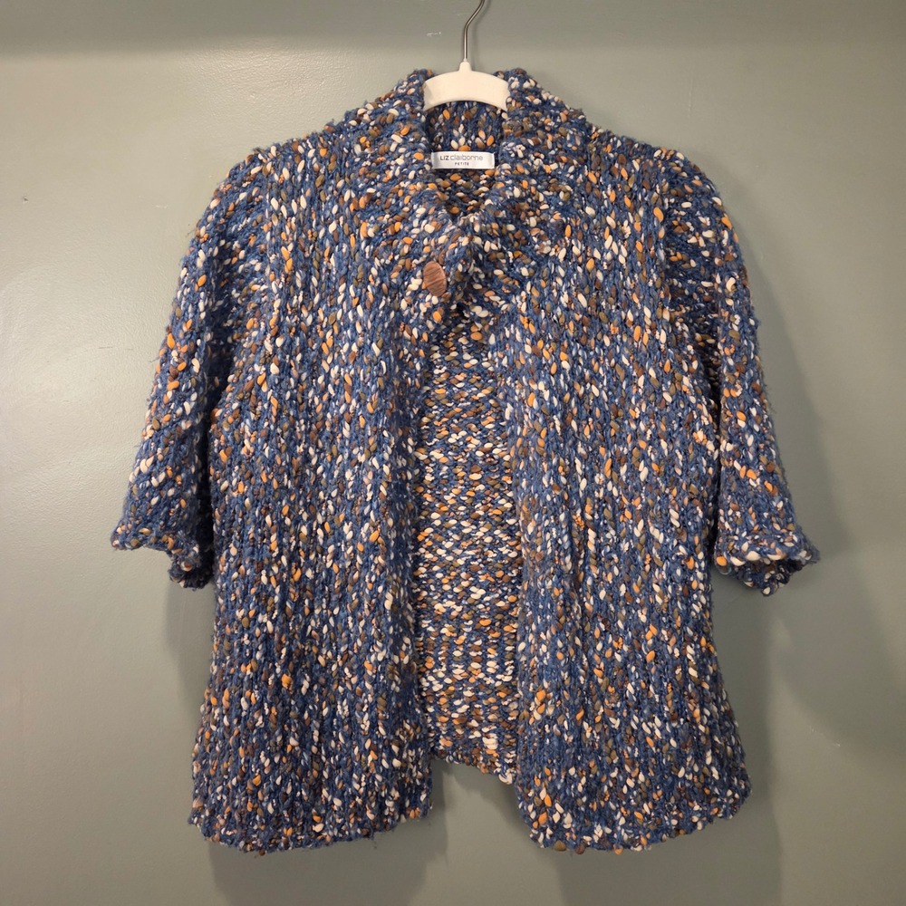 Liz Claiborne Petite Women's Cardigan Half Sleeve Knit Sweater, Size PL